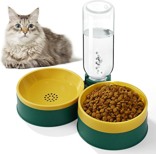 Cat Food Bowl, Cat Bowls Whisker Friendly with Water Dispenser for Cats and Small Dogs