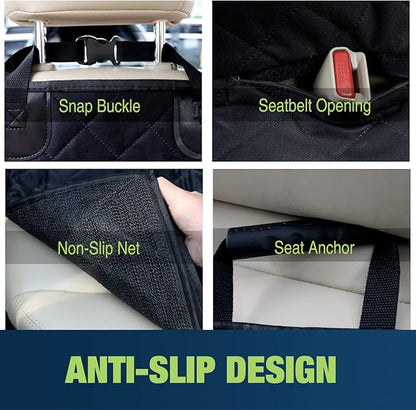 NESTROAD Dog Car Seat Cover for Back Seat,Waterproof & Scratchproof & Hammock for Dogs Backseat Protection,600D Heavy Duty Dog Seat Cover for Cars, Trucks and SUVs(Black,53"×57")