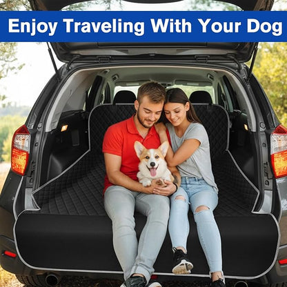 NECKORY SUV Cargo Liner for Dogs - Waterproof Dog Car Seat Cover Mat for SUVs, Sedans, Vans & Trunks with Non-Slip Bumper Flap Protector, Scratchproof Large Size Universal Fit, Grey