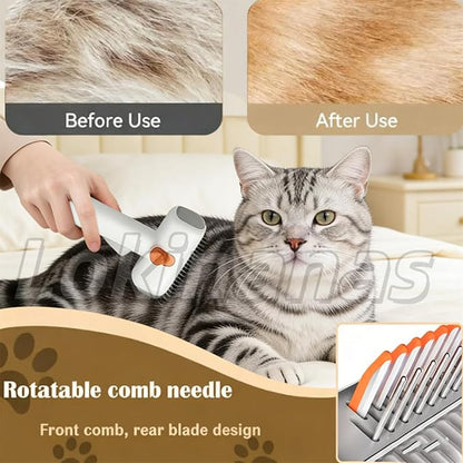 2026 New 2-in-1 Pet Self-Detangling & Grooming Comb, 2-in-1 Pet Comb Untangle & Remove Tangles One-Touch Switch, Pets Grooming Brush Detangle, Deshed, Massage for Dogs & Cats (1PC)