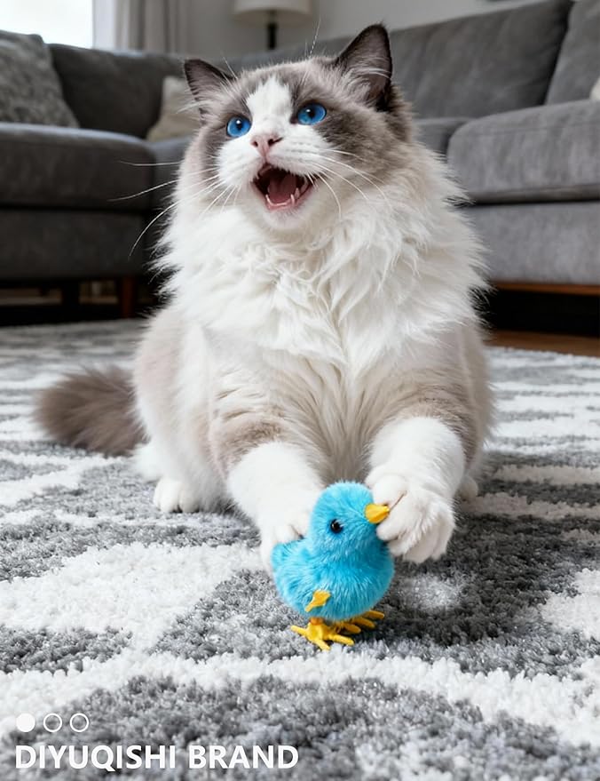 15 Pack Cat Toys Balls Indoor Kitten Play Set with Bell Balls Plush Balls and Wind Up Chicken for Interactive Exercise and Entertainment (1.5'' - 3.7'')