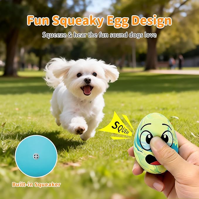 Squeaky Dog Toys for Puppy Small Dogs, 3 Pack Soft Latex Rubber Dog Chew Toy with Squeaker, Smile Face Dog Squeaky Balls for Interactive Play & Training