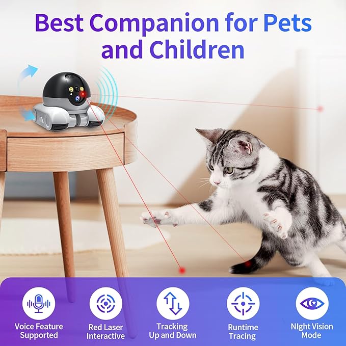 Camera, Mobile Patrol Robot Camera, Wi-Fi Connected Remote Control, Night Vision, Two-Way Audio Talk, Pet Monitoring, Suitable for Elderly/Pets (64GB)