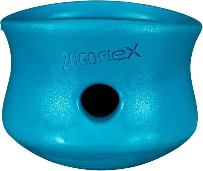 WEST PAW Zogoflex Toppl Interactive Treat Dispensing Puzzle Dog Toy for Mental Stimulation & Enrichment-Holds Kibble & Treats-Lickable, Freezable & Dishwasher Safe-Made in USA-Small-River
