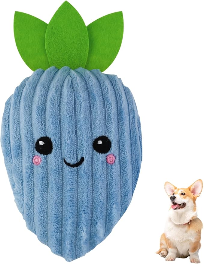 Andiker Dog Carrot Toy, 9.84'' Dogs Squeaky Toys Inside with a Squeaker Soft Stuffed Cotton Dogs Plush Toy to Grind Teeth and Kill Time for Small and Medium Dog and Puppy (Blue)