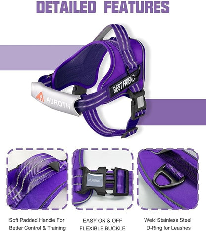AUROTH Dog Harness and Leash Set, Soft Padded Service Dog Vest with 5.25FT Dog Leash, No Choke, Easy On Pet Vest, Adjustable Reflective No Pull Dog Harness Small Sized Dog, Easy Walking and Training