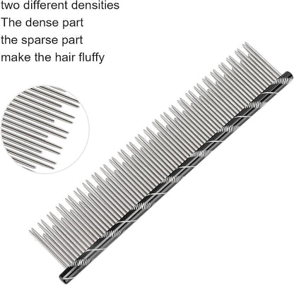 Pet Hair Removal Comb Reusable Comfortable Stainless Steel Comb for Cat Grooming Pet Hair Removal Comb Stainless Steel Pet Comb Open Knot Comb Grooming Comb (Black)