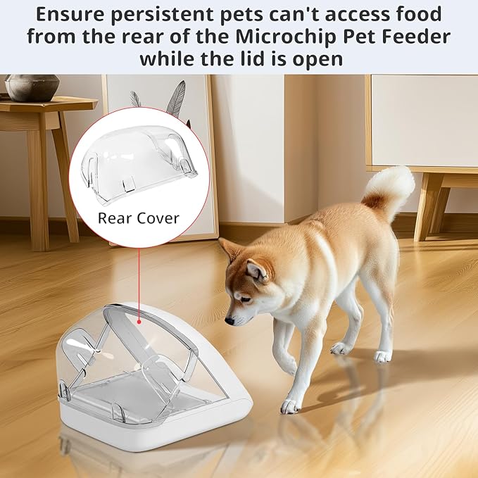 Rear Cover for Automatic Microchip Cat Pet Feeder - Prevents Persistent Pet from Getting Food from The Back of The Feeder