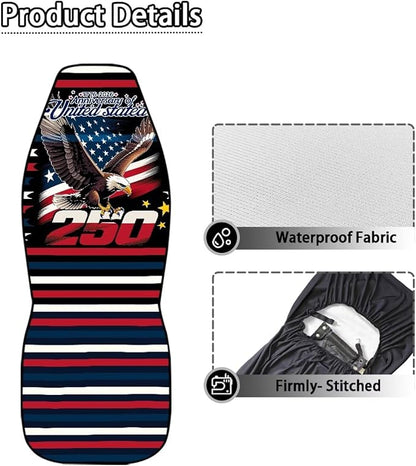 250th Eagle Flag Car Seat Covers Universal Bucket Seat Cover Waterproof Anti-Slip Automotive Accessories Suitable for Cars, SUV and Trucks