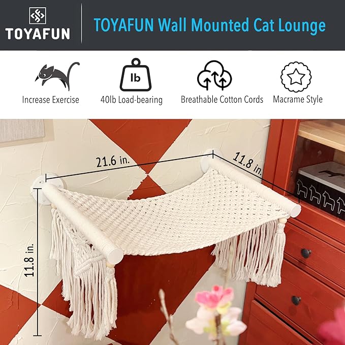Cat Wall Shelves, Perches, Hammocks, Beds - Solid Metal Frame for Sleeping, Playing, Climbing, Lounging