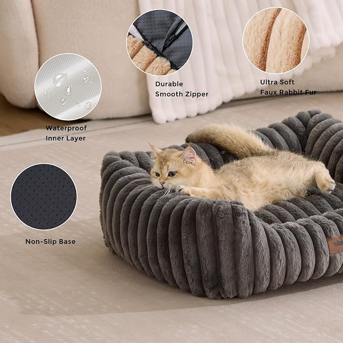 Dog Bed Medium Size Dog - Large Rectangle Orthopedic Pet Bed with Fluffy Washable Cover and Anti-Slip Bottom, 30x24x9inches, Camel