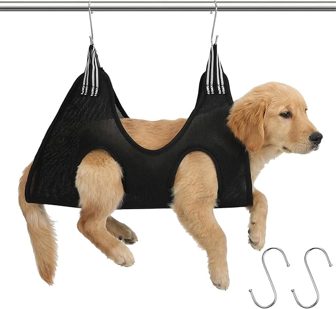 Dog Grooming Hammock - Breathable Dog Nail Trimming Hammock - Hanging Harness with S Hooks for Cats and Small Dogs Nail Trimming, Bathing, Brushing
