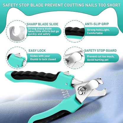 Dog Brush - 3 Pcs Self Cleaning Slicker Brush & Nail Clippers & Pet Comb for Dogs,Cats and Horses, Skin Friendly Deshedding Grooming Tool whit Short Long Haired Pets