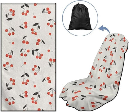 SEANATIVE Red Cherry Sweat Towel Seat Cover, Premium Car Seat Towel Protector for Trucks SUV Jeep, Universal Seat Covers for Post Gym Workout, Running, Swimming, Beach