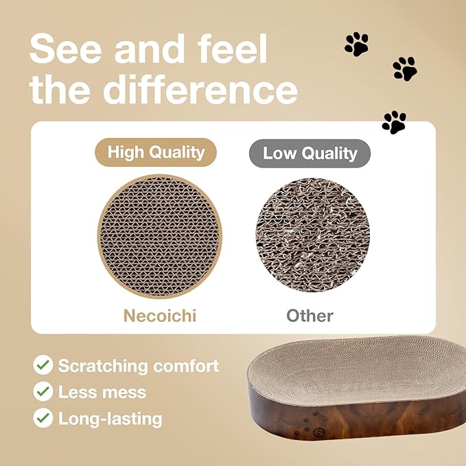 NECOICHI Cat Scratcher Bowl Capsule for Indoor Cats - Cat Scratching Lounger with Reversible Usability and Extra Comfort for Lounge, Cardboard Bed Couch