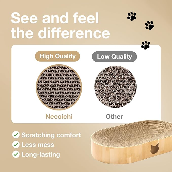 Necoichi Cat Scratcher Bowl Capsule for Indoor Cats - Cat Scratching Lounger with Reversible Usability and Extra Comfort for Lounge, Cardboard Bed Couch