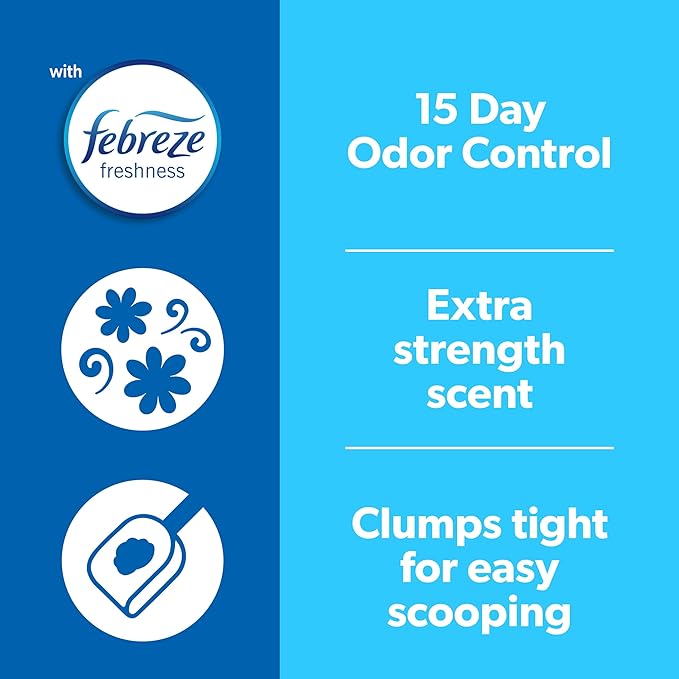 Fresh Step Extreme Clumping Litter with Febreze Freshness,Mountain Spring Scent Clumping Cat Litter with Guaranteed Odor Control,14 lb. Box,(Pack of 2)
