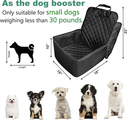 Flow.Month Pet Front Seat Cover Pet Booster Seat,Deluxe 2 in 1 Dog Seat Cover for Cars Waterproof Dog Front Seat Cover Pet Bucket Seat Cover with Safety Belt(Black)