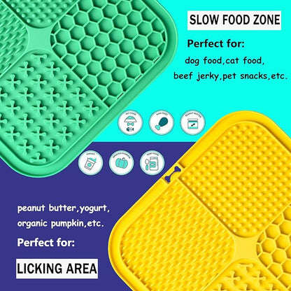 Dog Licking Mat, 3 Pcs Large Licking Mat for Dogs with Suction for Anxiety, Peanut Butter Dog Licking Mat Slow Feeder Dispensing Treater Lick Pad for Dogs Cats Grooming Bathing and Training