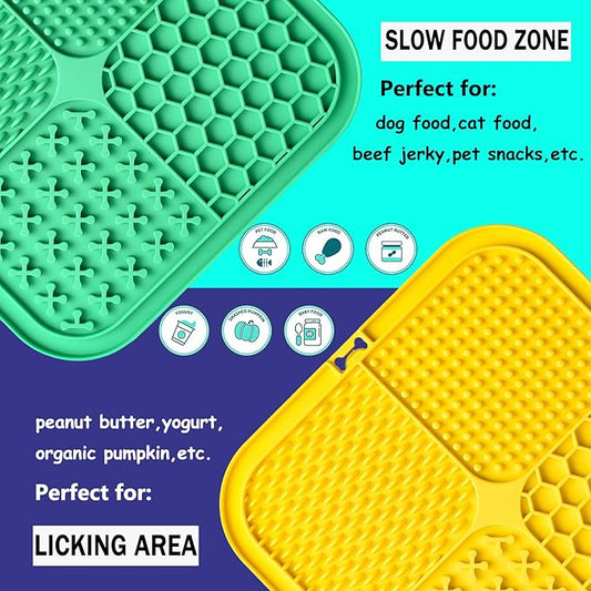 Dog Licking Mat, 3 Pcs Large Licking Mat for Dogs with Suction for Anxiety, Peanut Butter Dog Licking Mat Slow Feeder Dispensing Treater Lick Pad for Dogs Cats Grooming Bathing and Training