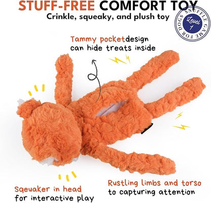 CHEWFFON Stuffless Dog Toy, Interactive Dog Toys, Plush Puppy Squeaky Toy with Fox Design, Puppy Puzzle Toys Stress Release Game for Boredom, Crinkle Snuffle Puzzle for Small Medium and Large Dogs