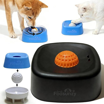 Slow Feeder Dog Bowls for Liquid with Rolling Ball, Interactive Lick Bowl Licking Slow Feeder for Wet Food, Water & Treats Lick Toy for Dogs Cats Large Medium Small