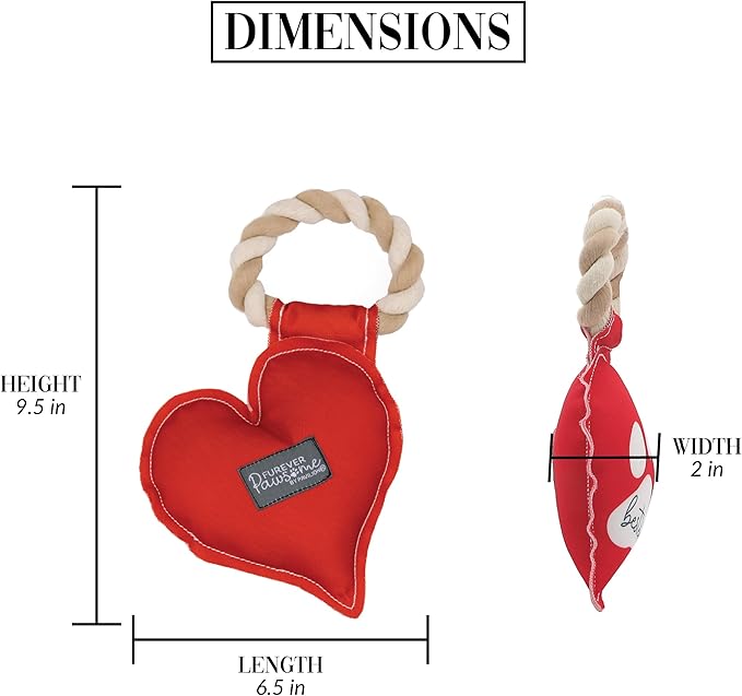 Pavilion - Best Dog Ever! - 9.5" Heart Puppy Dog Toy with Rope Handle K-9 Furry Companion Valentine's Day Gift Christmas Birthday Present