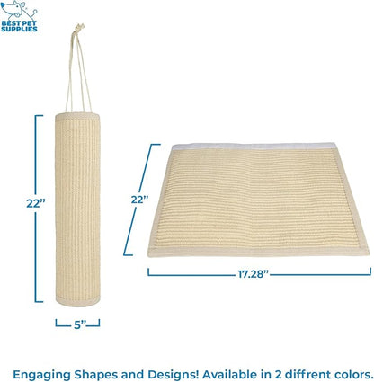 Best Pet Supplies Catify Cat Scratcher, Fun Interactive Scratchers, Posts, Poles, Claw Safe, Furniture Saver Indoor Play Support Natural Cat Behaviors Heavy Duty - Log (Cream), 22 x 17.28