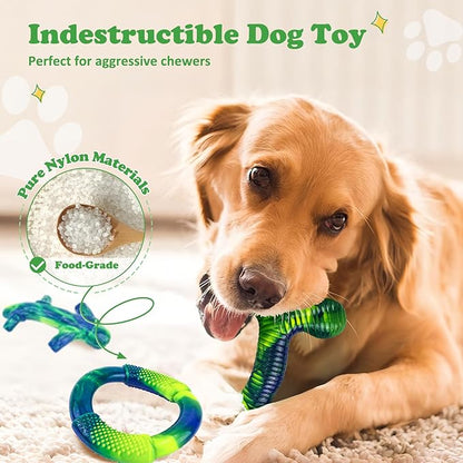 Furdog 3 Pack Dog Toys for Aggressive Chewers Indestructible Dog Toy for Large Dogs Tough Dog Toys to Keep Them Busy, Purple (Green)
