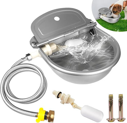 Automatic Water Dispenser for Dogs, Auto Dog Waterer for Outdoor, Stainless Steel Water Bowl Dispenser for Livestock Waterer,Chicken Water System, self Filling Dog Water Bowl Fit 3/4'' GHT Faucet