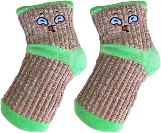 2Pcs Dog Squeaky Toys,Stuffed Socks Dog Chewing Toys Bite- Resistant,Small Dog Plush Interactive Toys for Dental Health_Brown
