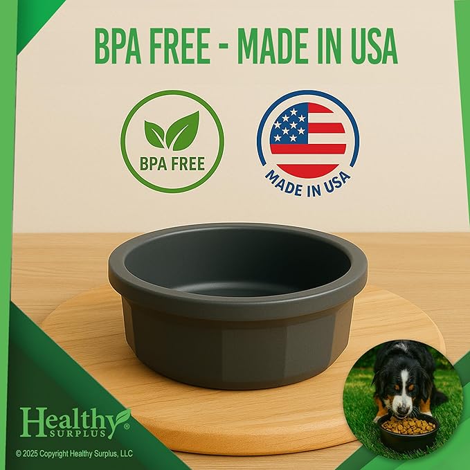 Pet Crock Bowl – Thick Durable Plastic Non-Tip Food & Water Dish for Dogs, Cats & Small Animals - 3.5 Inch Diameter - Indoor/Outdoor – Chew Resistant, Easy Clean (Beige, Tiny 4oz)