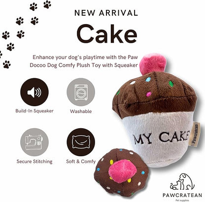 7" Squeaky Plush Toy for Puppies Small Dogs Self Etertainment Washable Soft Made [PET ONLY] (Cupcake)