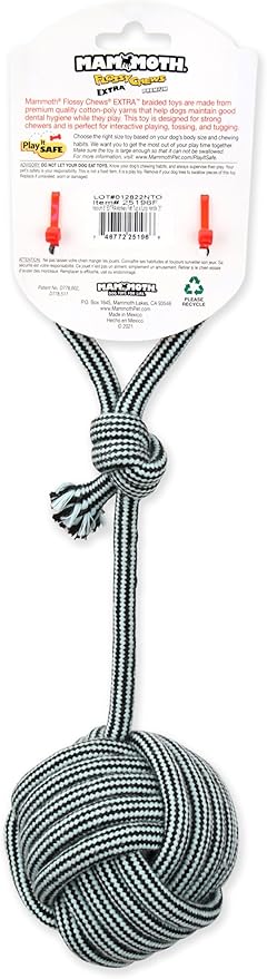 Mammoth Pet Products 43725196: Extra Flossy Chew Monkey Fist Tug w/Loop Handle Dog Toy, 14In