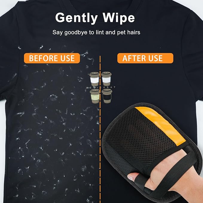 2 Pack Electrostatic Pet Hair Removal Gloves, Upgrade Magic Brush Pet Hair Remover Tool, Washable Reusable Cats and Dogs Grooming Gloves for Laundry, Couch, Car Seat, Furniture