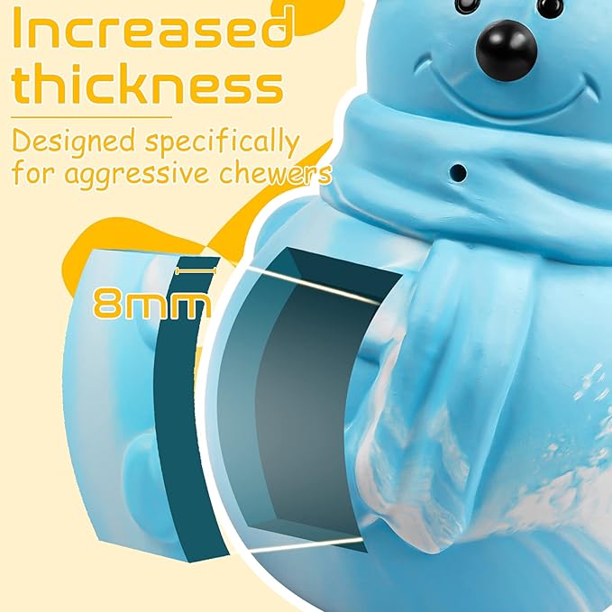 AstraVox Christmas Chew Toys, Indestructible Squeaky Dog Toys for Aggressive Chewers, Tough Dog Chew Toys for Large Medium Dogs Breed with Non-Toxic Natural Rubber (Snowman)