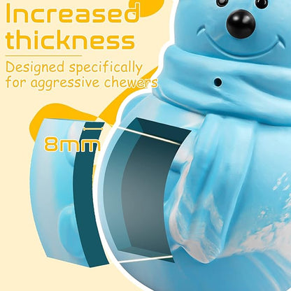 AstraVox Christmas Chew Toys, Indestructible Squeaky Dog Toys for Aggressive Chewers, Tough Dog Chew Toys for Large Medium Dogs Breed with Non-Toxic Natural Rubber (Snowman)