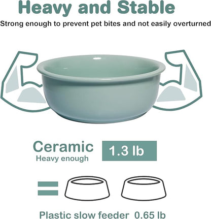 Single Replacement Bowl for 6.3'' High Elevated Dog Bowls, Non-Slip Pet Feeding Dishes for Small Medium Dogs and Cats, Durable Porcelain Dog Food and Water Bowls(28oz, Light Green)