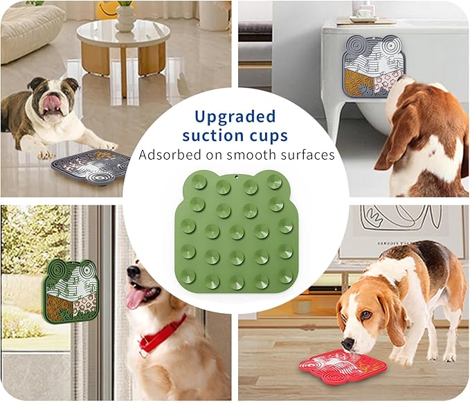 LPFALASAT Frog 3 Pack - Silicone Dog & Cat Lick Mat with Suction Cups - Anxiety Relief/Promotes Healthy Eating/Frozen & Dishwasher Safe - Pet Peanut Butter Lick Pad