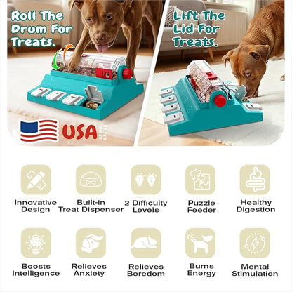 KADTC 2 Levels of Challenge,Extra Large Size,Paw-Activated Rolling Dog Puzzle Feeder Toy,U.S. Brand & Design,Treat Puzzles for Aggressive Chewers Dogs Mental Stimulation Food Slow Dispenser Toy