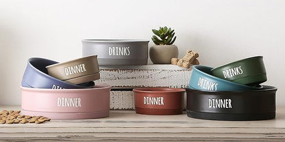 Bone Dry Ceramic Pet Bowls for Dogs & Cats Dishwasher & Microwave Safe, Non-Slip Bottom for Secure Feeding with Less Mess, Medium Set, 6x2, French Blue, 2 Count