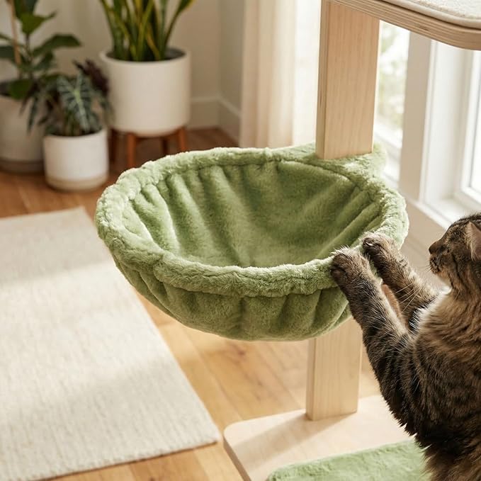 Cat Bed Hammock for Tree Replacement - 14" Cat Hammock Plush Hanging Suspension Bed - Small Animal Sleeping Pad for Rest Nap and Playing