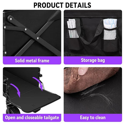 Large Dog Stroller Cart,Foldable Dog Wagon Cart for Medium & Large Dogs with Tailgate