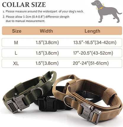 Tactical Dog Collar, Adjustable Military Training Nylon Dog Collar with Control Handle and Heavy Quick-Release Metal Buckle for Small Medium Large Dogs, Red M