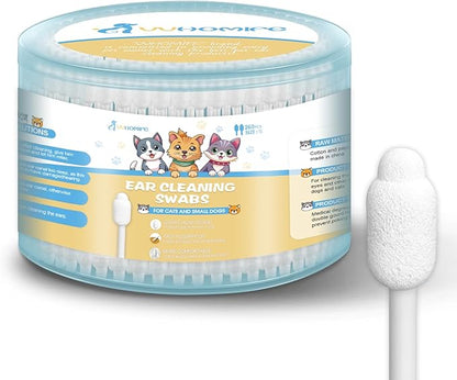 Gourd-Shaped Cotton Tips Designed for Pet Ear Canals – 260pcs Pet Ear Cleaning Swabs for Cats and Dogs – Gentle & Safe, Groomer-Recommended, Great for Home Grooming & Travel