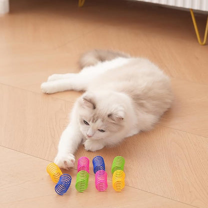Cat Spiral 60 Pcs in Pack Colorful Springs Toys, Bouncy Coils for All Cat Breeds to Bite, Swat & Chase, Keeps Cats Entertained for Hours, 3 inches Long, Multi Colors Spring Toy