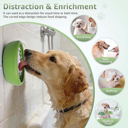 Dog Lick Bowl, ZOURYNUA Non-Slip Slow Feeder Dog Bowls, Enrichment Licking Mat for Distraction, Anxiety Relief Treat Dispenser Freezer, BPA Free Silicone & Dishwasher Safe (Green, Large)