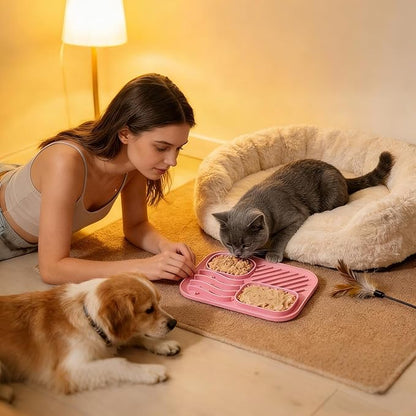 Silicone Licking Mat, Non-Slip Puzzle Feeder Tray, Medium Size Pet Enrichment Treat Feeding, Food Puzzle Suction Base Detail, Dog Cat Feeding Category Accessory, Interactive Lick Pad