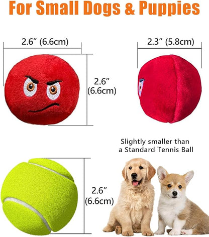 Squeaky Dog Toys, Stuffed Plush Puppy Toy Balls to Keep Them Busy, (6 Pack) Interactive Funny Pet Ball with Squeaker for Puppies Small Breed Dogs
