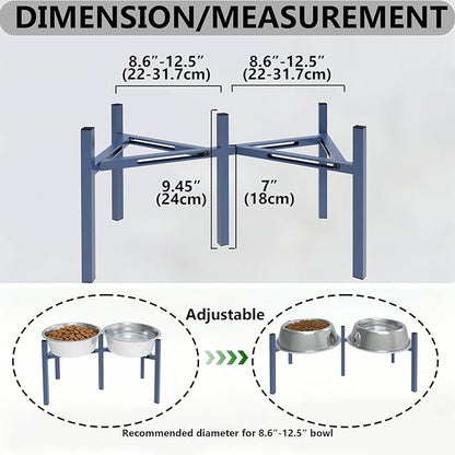 Adjustable Elevated Dog Bowl Stand, Metal Feeder Riser for Large Medium Dogs, Portable Travel Design, Slow Feeder Compatible (Without Bowls)